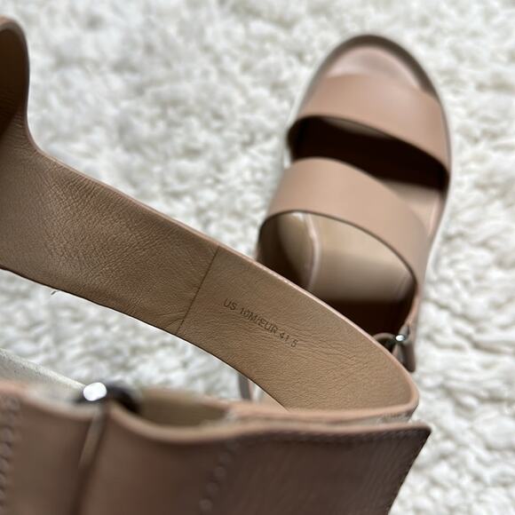 Vince Nude White Platform Thick Strap Sandals Neutral Minimalist Closet Staple - Picture 10 of 11